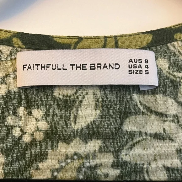 Faithfull the Brand Nadja Mini Dress in Rosella Floral Green Paisley — Small - Picture 5 of 6